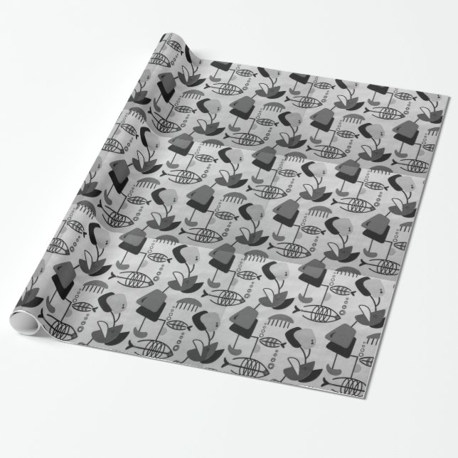 Schwarzweiss-Atommuster-Packpapier Geschenkpapier (Ungerollt)