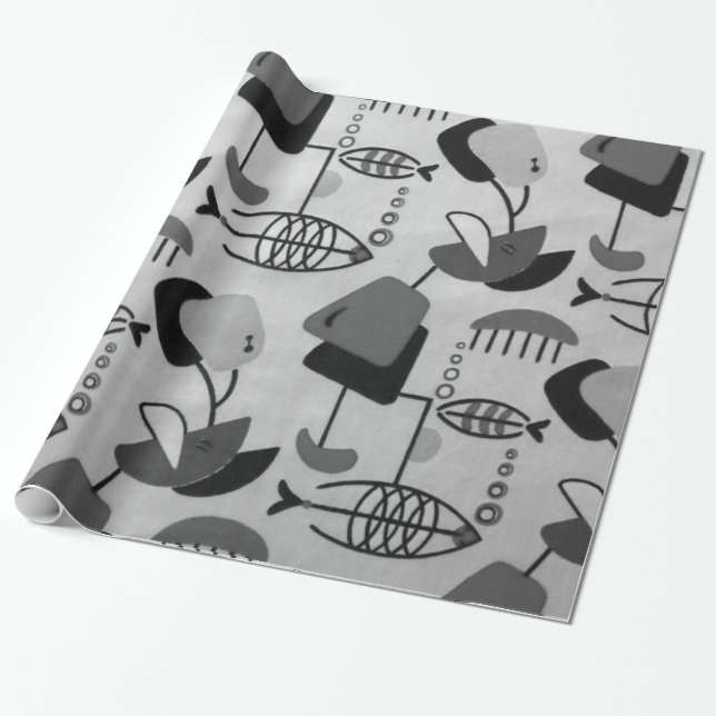 Schwarzweiss-Atommuster-Packpapier Geschenkpapier (Ungerollt)