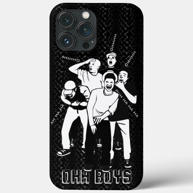 Schwarzweiß auf schwarz LAUGHING OHH BOYS Case-Mate iPhone Hülle (Rückseite)