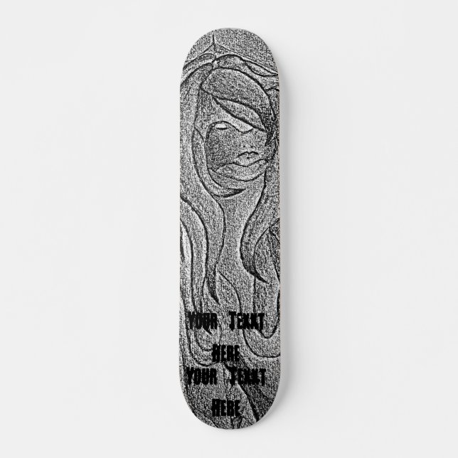 Schwarzweiss-aufwerfendame der abstrakten Kunst Skateboard (Vorne)
