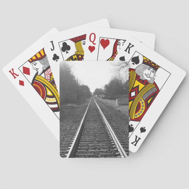 Schwarzweiss-Bahnstrecke Spielkarten (Rückseite)