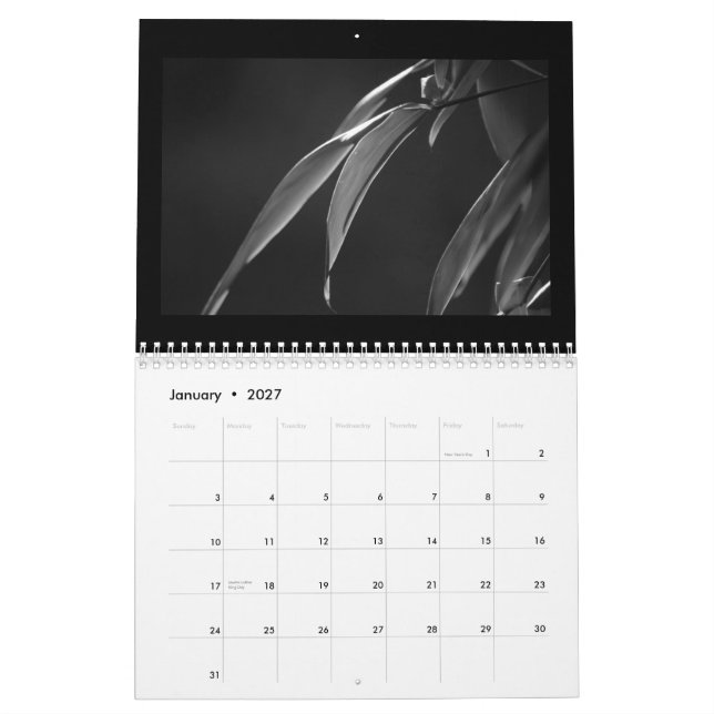 Schwarzweiss-BambusZen 2015 Kalender (Jan 2027)