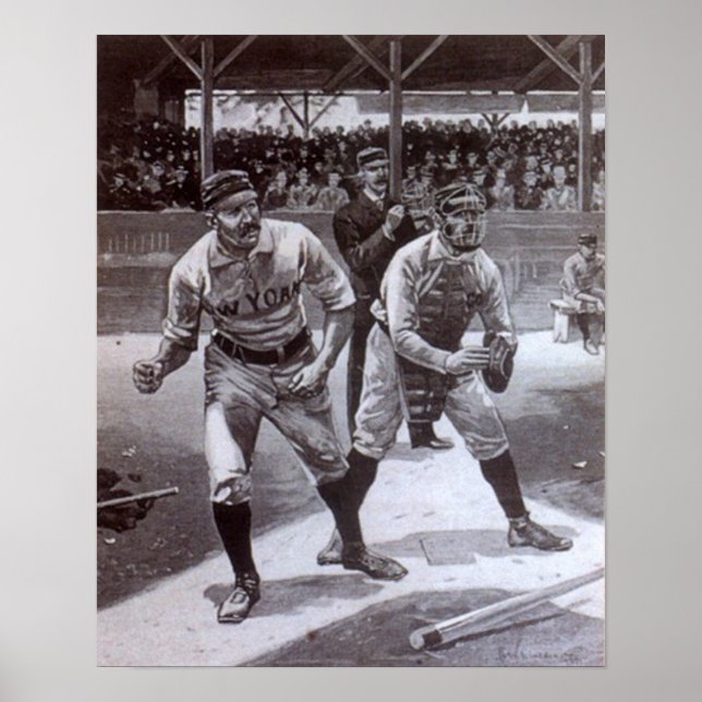 Schwarzweiß-Baseballbild Poster (Vorne)