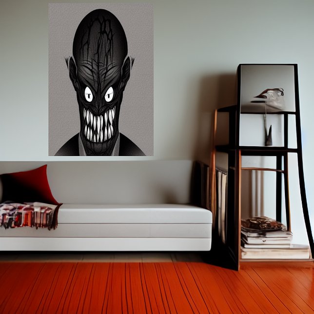 Schwarzweiß-beängstigende Monster-Kopf | AI Art Po Poster (Von Creator hochgeladen)