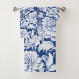 Schwarzweiß/Blau, Wiederholung der Rose Badhandtuch Set