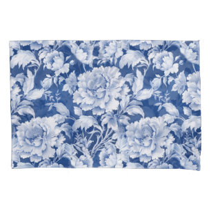 Schwarzweiß/Blau, Wiederholung der Rose Kissenbezug