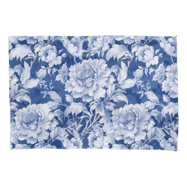 Schwarzweiß/Blau, Wiederholung der Rose Kissenbezug (Vorderseite)