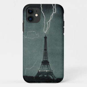 Schwarzweiss-Blitzschlag-Eiffelturm-Kasten Case-Mate iPhone Hülle