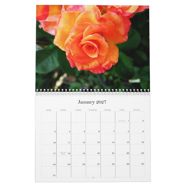 Schwarzweiß-Blume Kalender (Jan 2027)