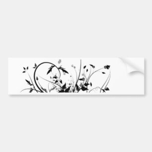 Schwarzweiss-Blumen Autoaufkleber