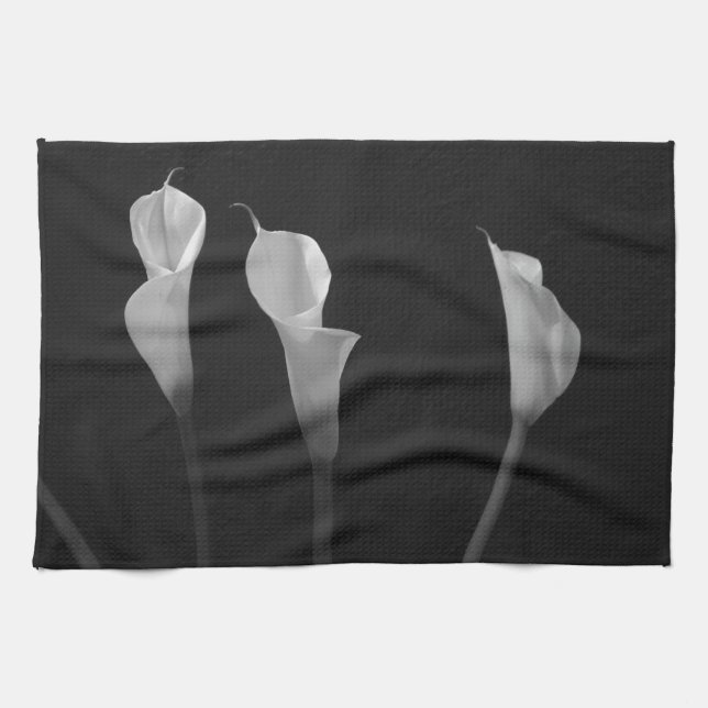 Schwarzweiss-Blumen Küchentuch (Horizontal)