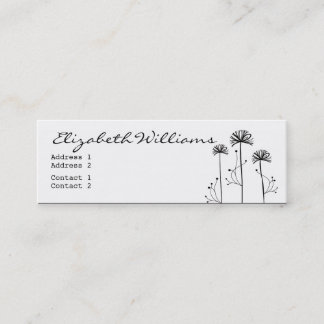 Schwarzweiss-Blumen Mini Visitenkarte