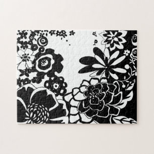 Schwarzweiss-Blumengarten-Grafik-Muster