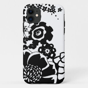 Schwarzweiss-Blumengarten-Grafik-Muster Case-Mate iPhone Hülle
