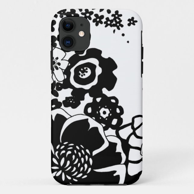 Schwarzweiss-Blumengarten-Grafik-Muster Case-Mate iPhone Hülle (Rückseite)