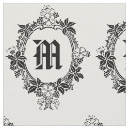 Schwarzweiss-Blumengrenze mit Monogramm Stoff
