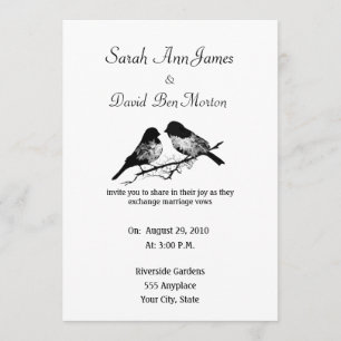 Schwarzweiss-Blumenvogel-Natur-Hochzeit Einladung