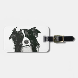 Schwarzweiss-Border-Collie-Gepäckanhänger Gepäckanhänger