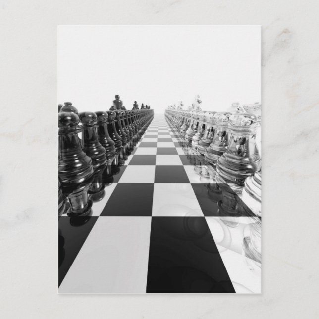 Schwarzweiss-Brett des Schach-3D Postkarte (Vorderseite)