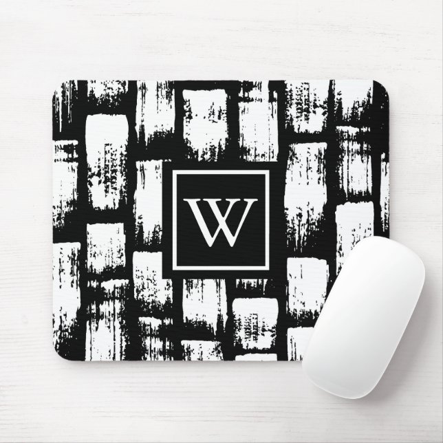 Schwarzweiß-Brush Abstrakt Mousepad (Mit Mouse)