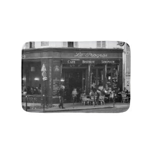 Schwarzweiss-Café in Montmartre, Paris Badematte