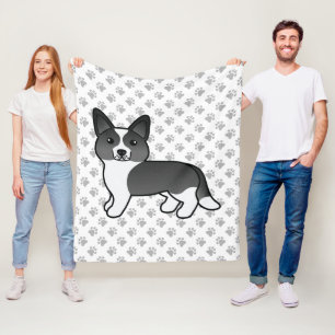 Schwarzweiß Cardigan Welsh Corgi Cartoon-Hund Fleecedecke