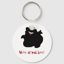 Schwarzweiß-Cheshire-Katze-Schlüsselanhänger