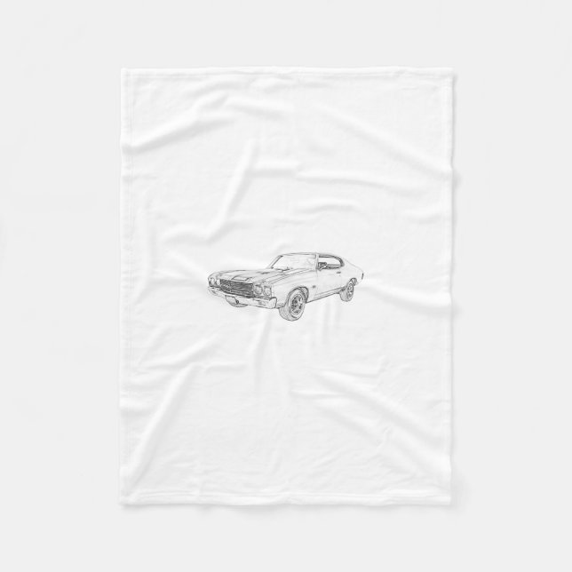 Schwarzweiss-Chevy Chevelle Muskel-Auto-Zeichnen Fleecedecke (Vorderseite)