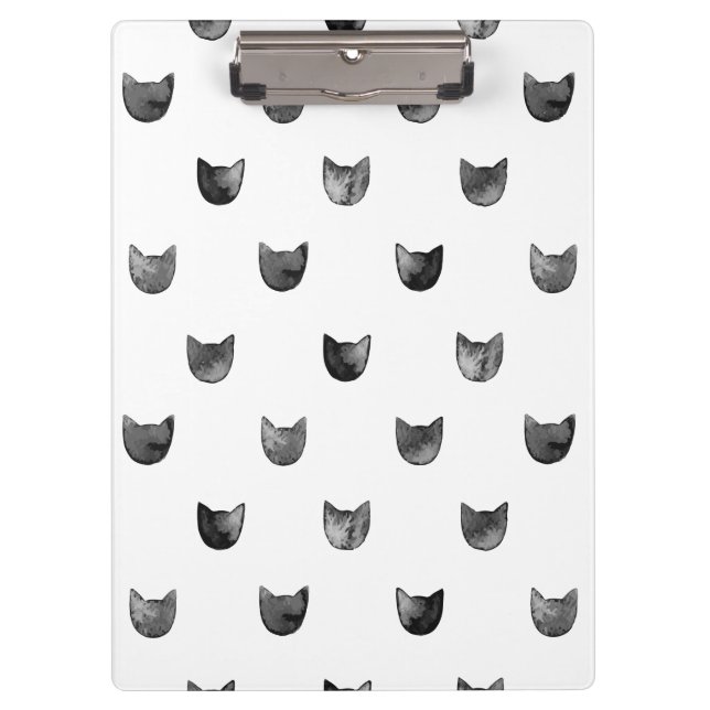 Schwarzweiss-Chic-niedliches Katzen-Muster Klemmbrett (Vorderseite)