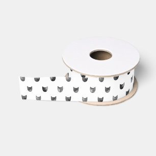 Schwarzweiss-Chic-niedliches Katzen-Muster Ripsband