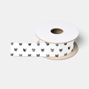 Schwarzweiss-Chic-niedliches Katzen-Muster Satinband