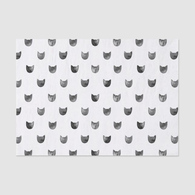 Schwarzweiss-Chic-niedliches Katzen-Muster Seidenpapier (Vorderseite)