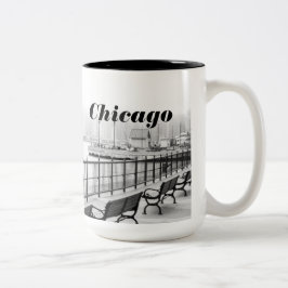 Schwarzweiss-Chicago-Foto-Tasse Zweifarbige Tasse