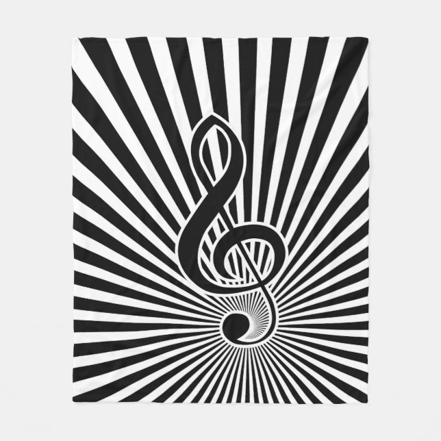 Schwarzweiss-Clef-Musiknote auf Sternexplosion Fleecedecke (Vorderseite)