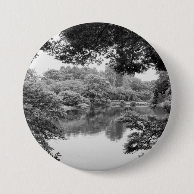 Schwarzweiß, cool, einzigartig Natur und See Button (Vorderseite)