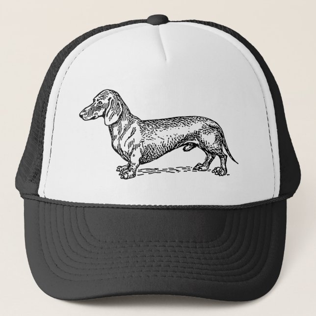 Schwarzweiss-Dackel-Dackel-Hund Truckerkappe (Vorderseite)