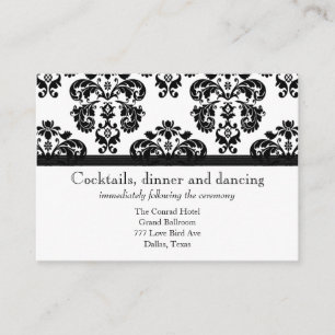 Schwarzweiss-Damast-Hochzeits-Empfangs-Karten Begleitkarte