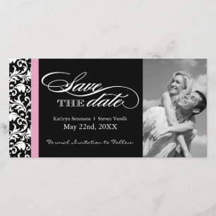 Schwarzweiss-Damast Save the Date