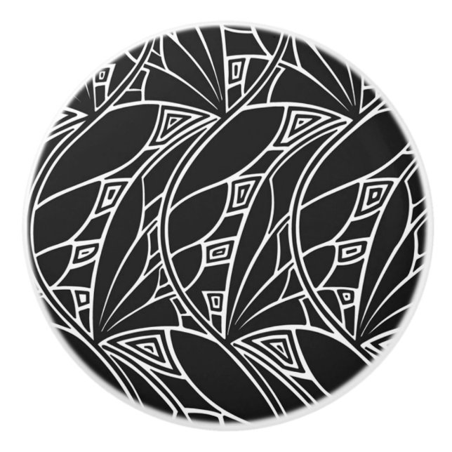 Schwarzweiss-Deko-Entwurfs-Kabinett-Griffe Keramikknauf (Vorderseite)