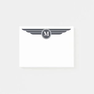 Schwarzweiß-Deko-Stil mit Monogramm Post-it Klebezettel