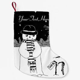 Schwarzweiß-Design des niedlich lächelnden Schneem Kleiner Weihnachtsstrumpf