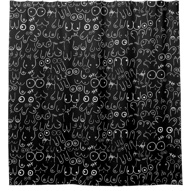 Schwarzweiß-Design Duschvorhang (Vorderseite)