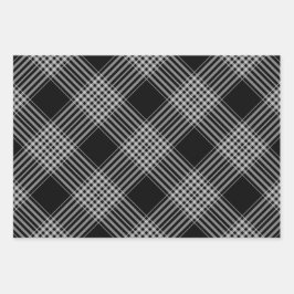 Schwarzweiß, diagonale, karierte Umhüllungspapierf Geschenkpapier Set