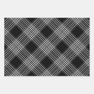 Schwarzweiß, diagonale, karierte Umhüllungspapierf Geschenkpapier Set