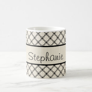 Schwarzweiss-Diamant-personalisierte Kaffee-Tasse Kaffeetasse