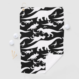 Schwarzweiss-Dinosaurier-Muster Golfhandtuch