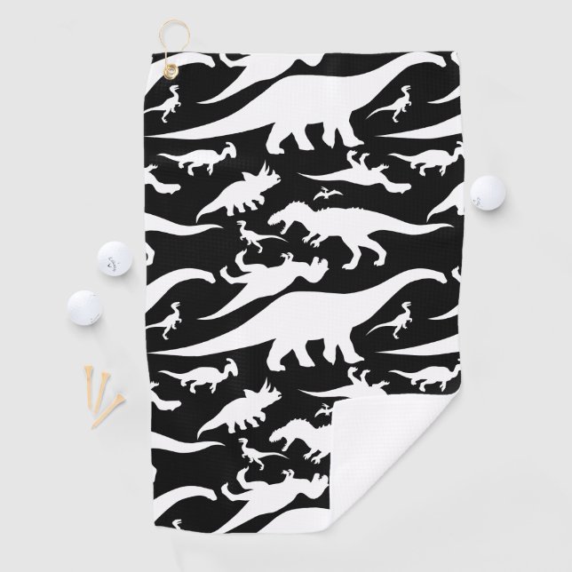 Schwarzweiss-Dinosaurier-Muster Golfhandtuch (Insitu)