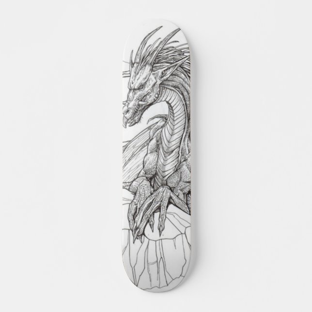 Schwarzweiss-Drache Skateboard (Vorne)