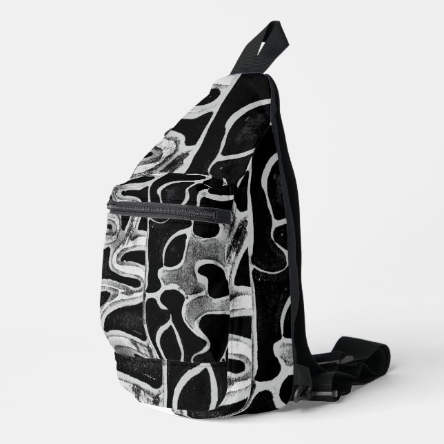 Schwarzweiß-Druck-Schnittbeutel Crossbody Bag (Rechte Ecke)