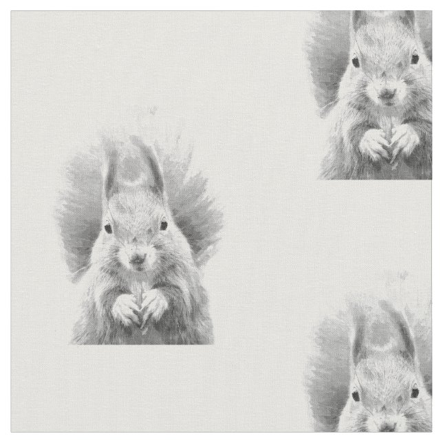 Schwarzweiss-Eichhörnchen-Porträt Stoff (Nahaufnahme)